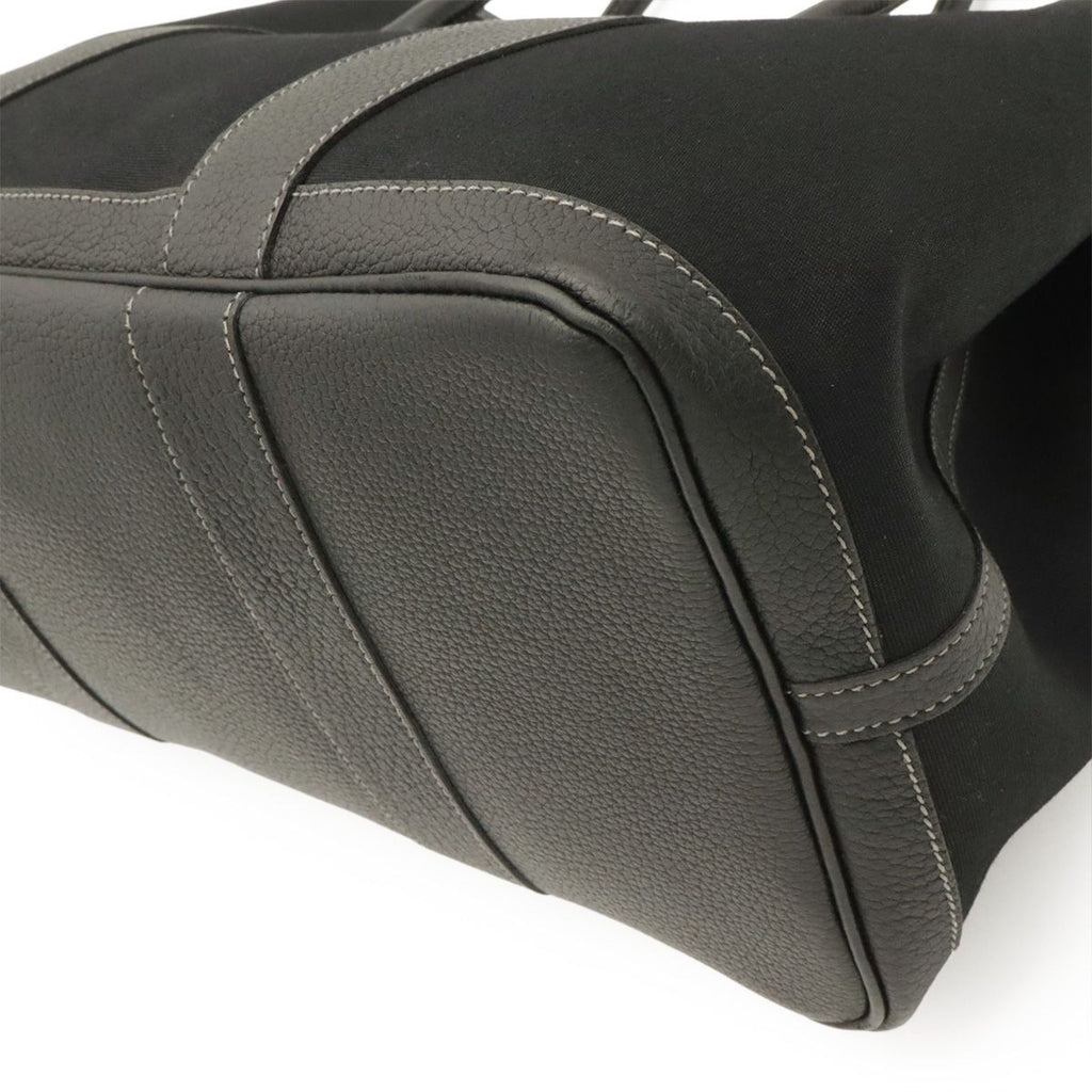 Hermes Garden Party PM Tote Shoulder Bag Toile Officier Leather Black — view 3