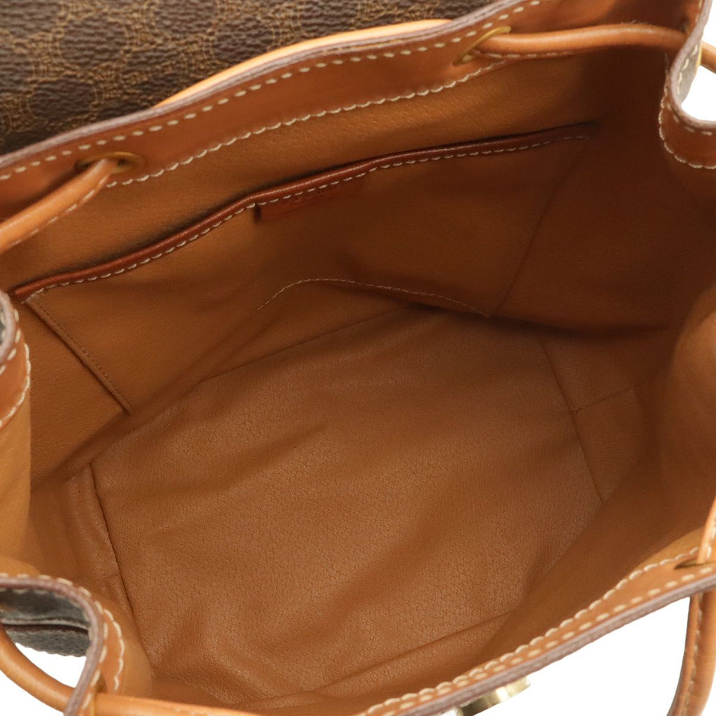 Celine Macadam Backpack Leather Beige Dark Brown Gold — view 7