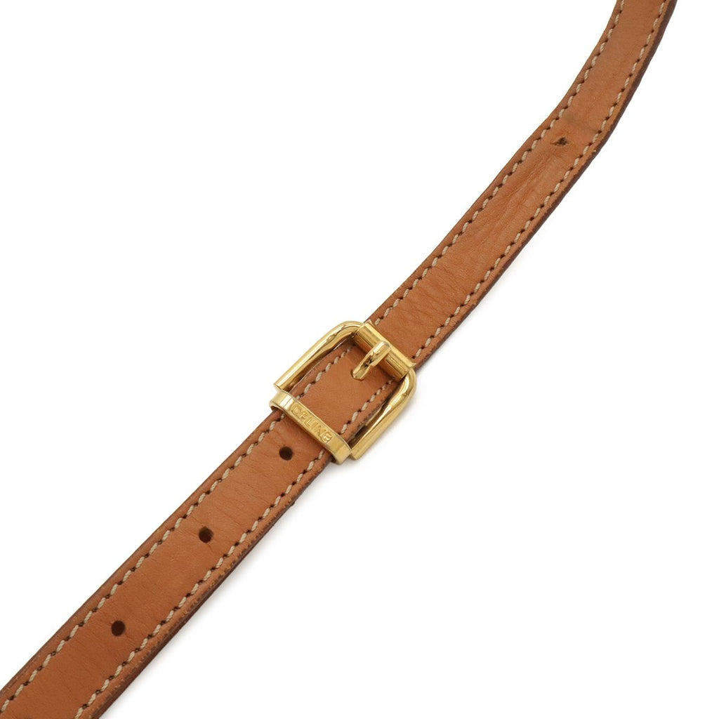 Celine Macadam Backpack Leather Beige Dark Brown Gold — view 4