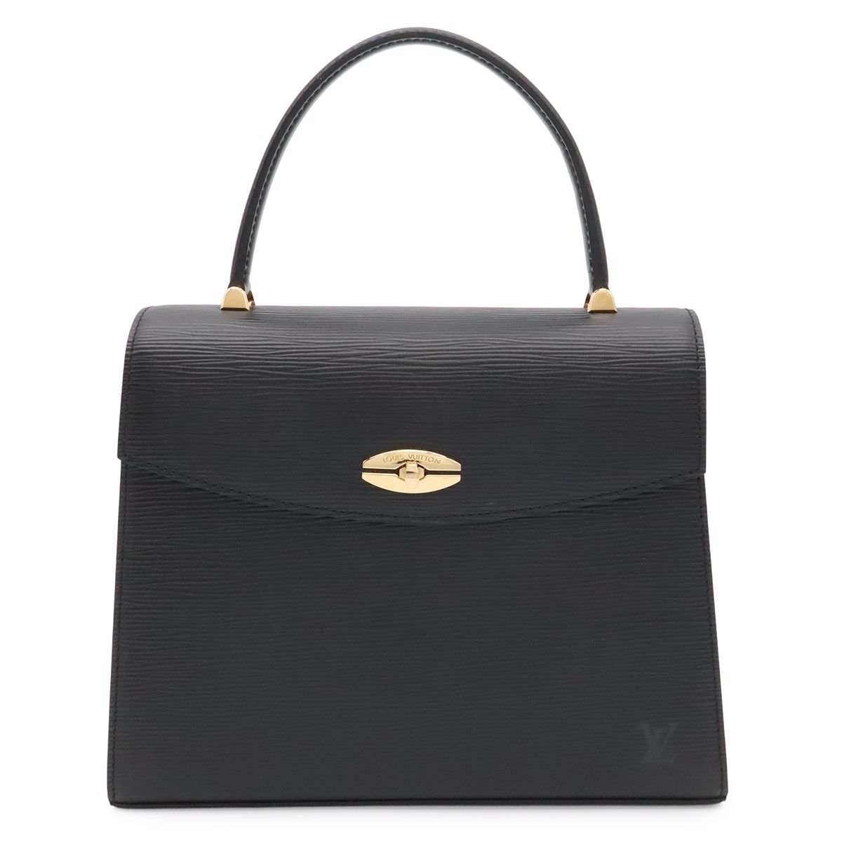 Louis Vuitton Epi Malesherbes Handbag Flap Bag Leather Noir Black Gold