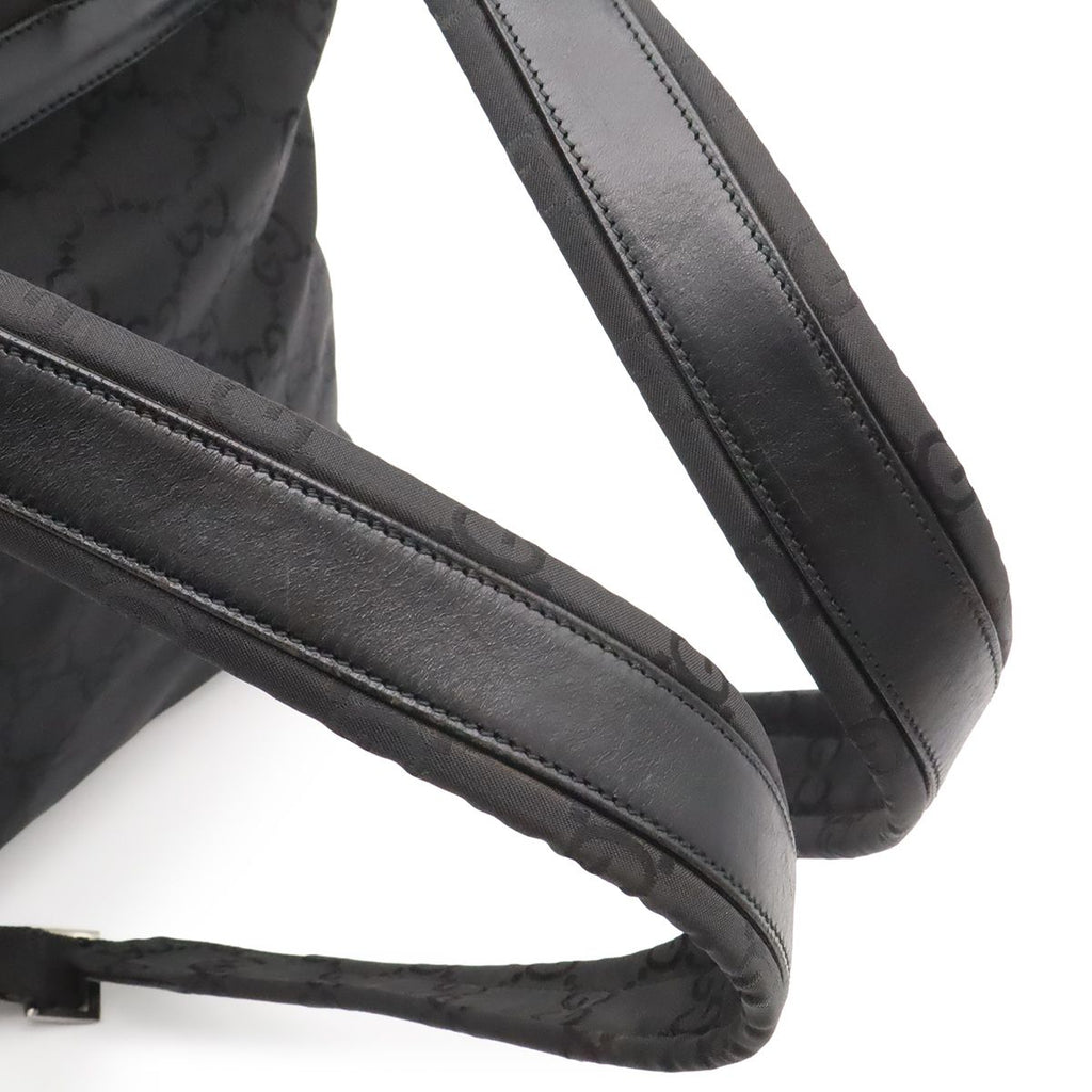 Gucci GG Nylon Backpack Leather Black Silver — view 5