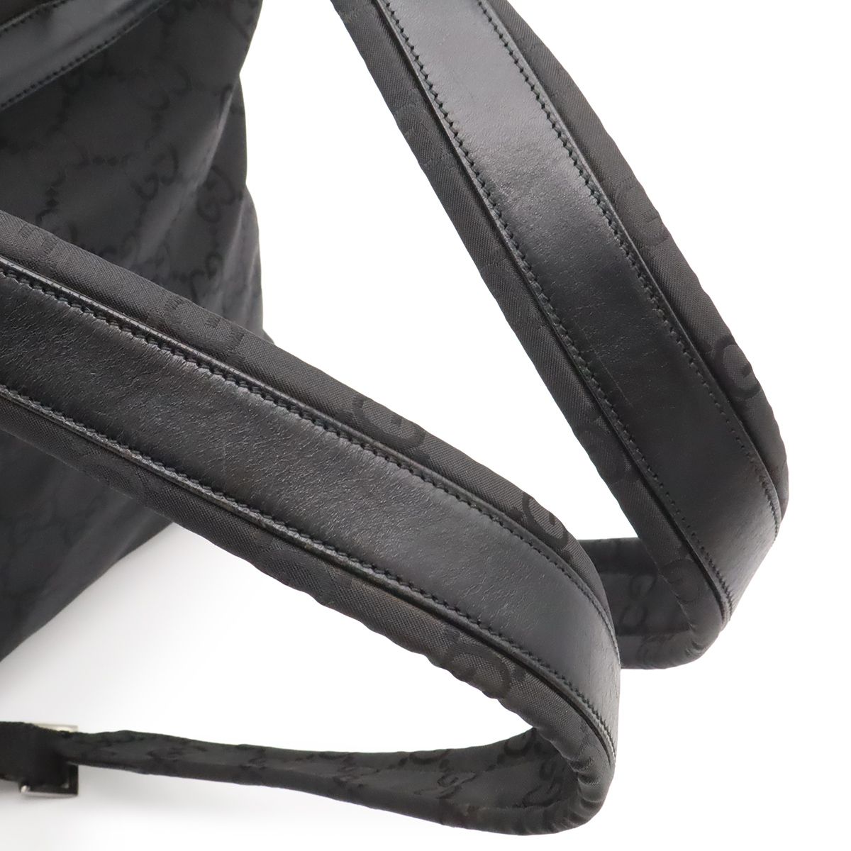 Gucci GG Nylon Backpack Leather Black Silver — view 5