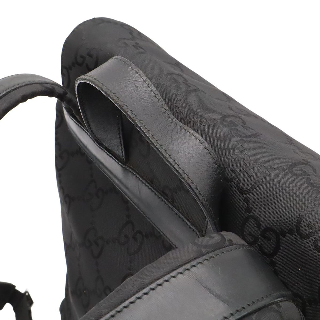 Gucci GG Nylon Backpack Leather Black Silver — view 4
