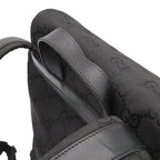 Gucci GG Nylon Backpack Leather Black Silver — view 4