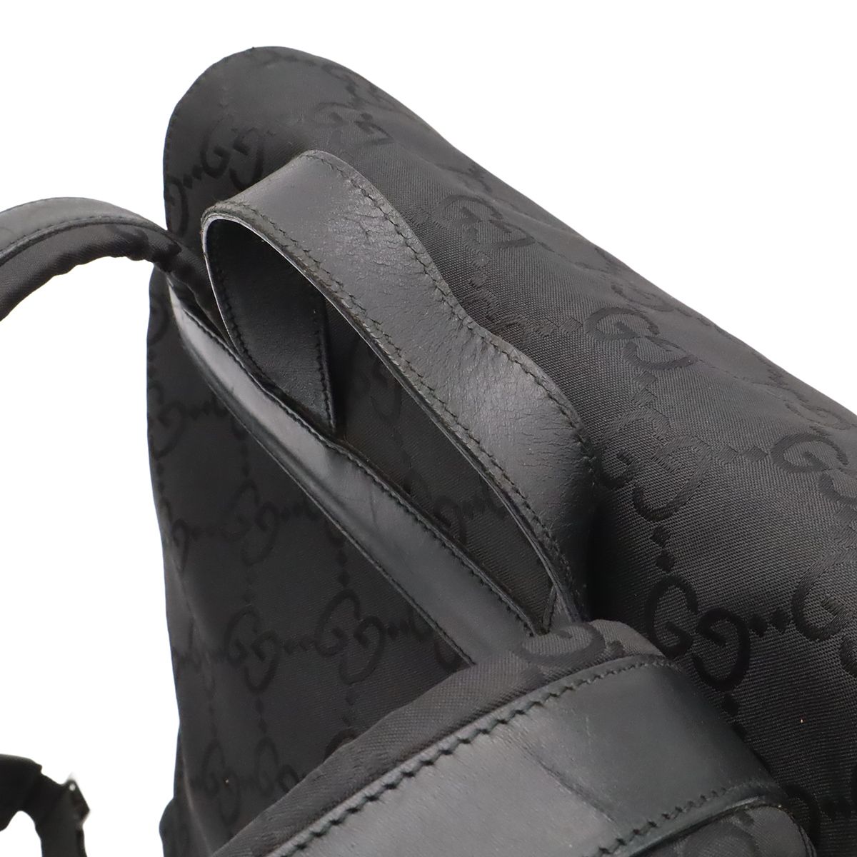 Gucci GG Nylon Backpack Leather Black Silver — view 4