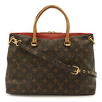 Louis Vuitton Monogram Pallas MM 2-Way Shoulder Bag Crossbody Leather Cerise