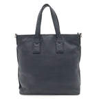 Fendi Carla Selleria Tote Shoulder Bag Leather Navy Silver