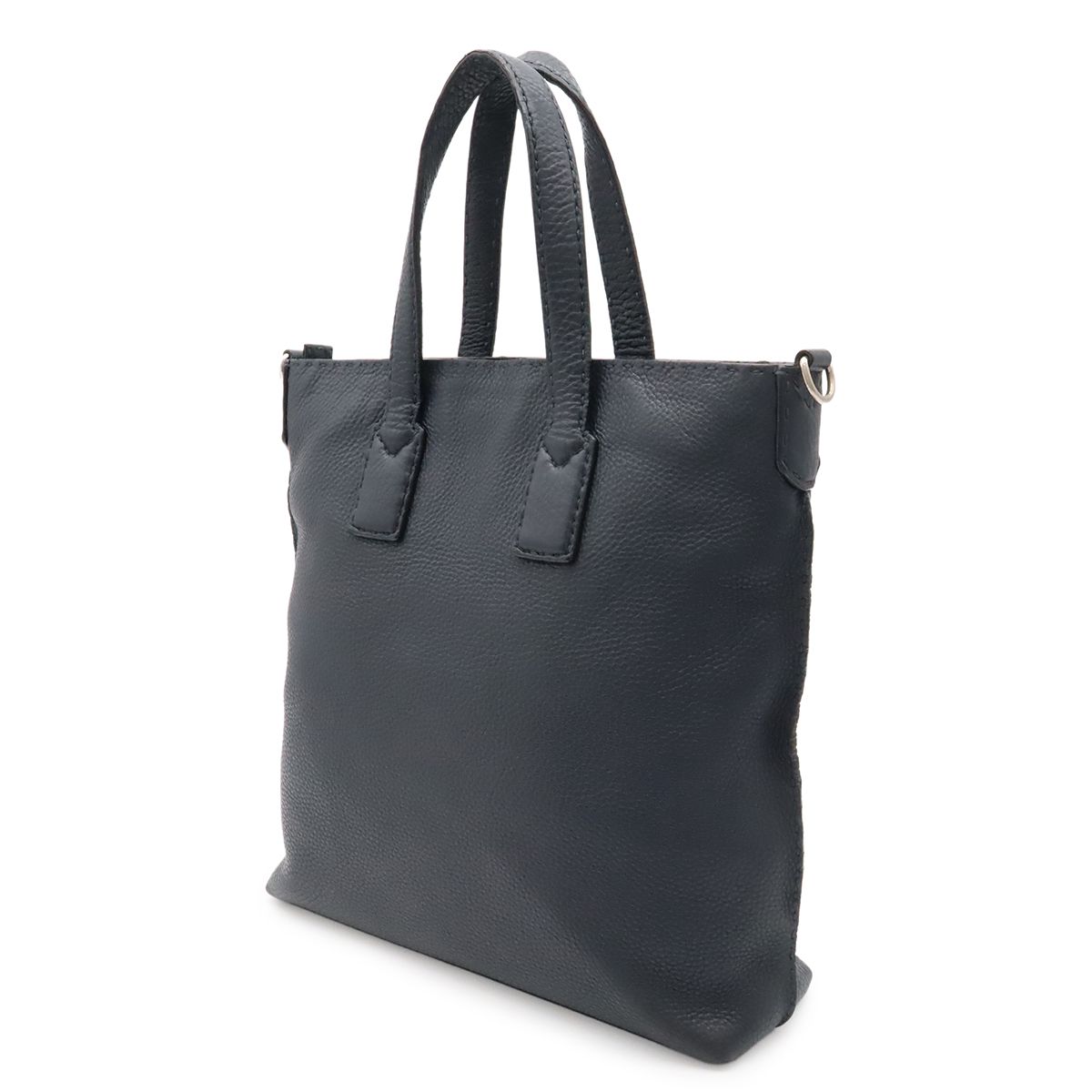 Fendi Carla Selleria Tote Shoulder Bag Leather Navy Silver — view 2