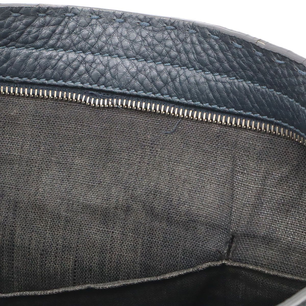 Fendi Carla Selleria Tote Shoulder Bag Leather Navy Silver — view 8