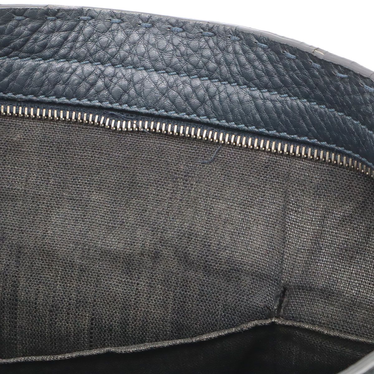 Fendi Carla Selleria Tote Shoulder Bag Leather Navy Silver — view 8