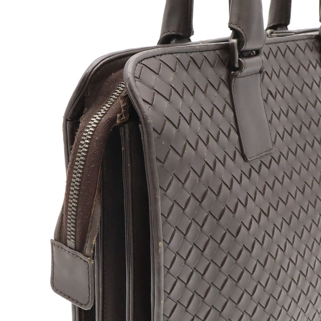 Bottega Veneta Intrecciato Business Briefcase Documents Purse Leather Brown — view 9