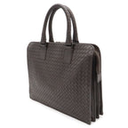 Bottega Veneta Intrecciato Business Briefcase Documents Purse Leather Brown — view 2