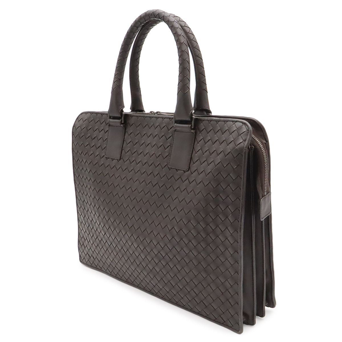 Bottega Veneta Intrecciato Business Briefcase Documents Purse Leather Brown — view 2