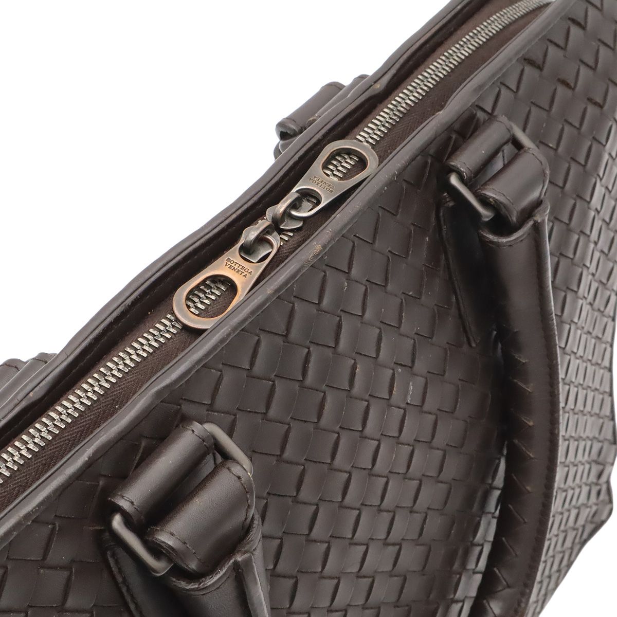 Bottega Veneta Intrecciato Business Briefcase Documents Purse Leather Brown — view 4