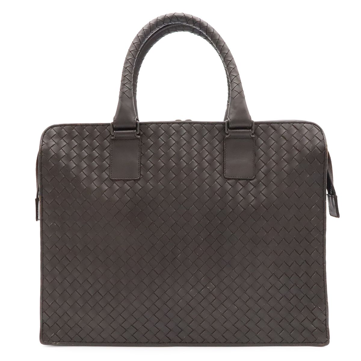 Bottega Veneta Intrecciato Business Briefcase Documents Purse Leather Brown