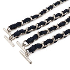 Chanel Deauville GM 2-Way Chain Tote Logo Shoulder Canvas Leather Blue — view 5