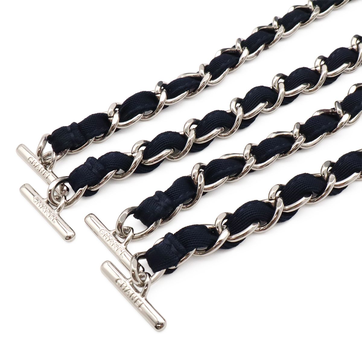 Chanel Deauville GM 2-Way Chain Tote Logo Shoulder Canvas Leather Blue — view 5