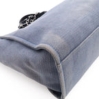 Chanel Deauville GM 2-Way Chain Tote Logo Shoulder Canvas Leather Blue — view 3