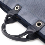 Chanel Deauville GM 2-Way Chain Tote Logo Shoulder Canvas Leather Blue — view 4