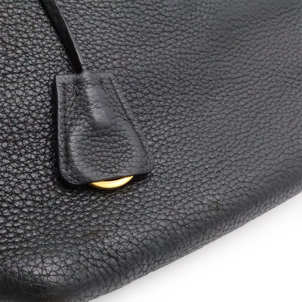 Prada Vitello Daino 2-Way Shoulder Bag Stripe Nero Black Gold — view 8