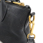 Prada Vitello Daino 2-Way Shoulder Bag Stripe Nero Black Gold — view 7