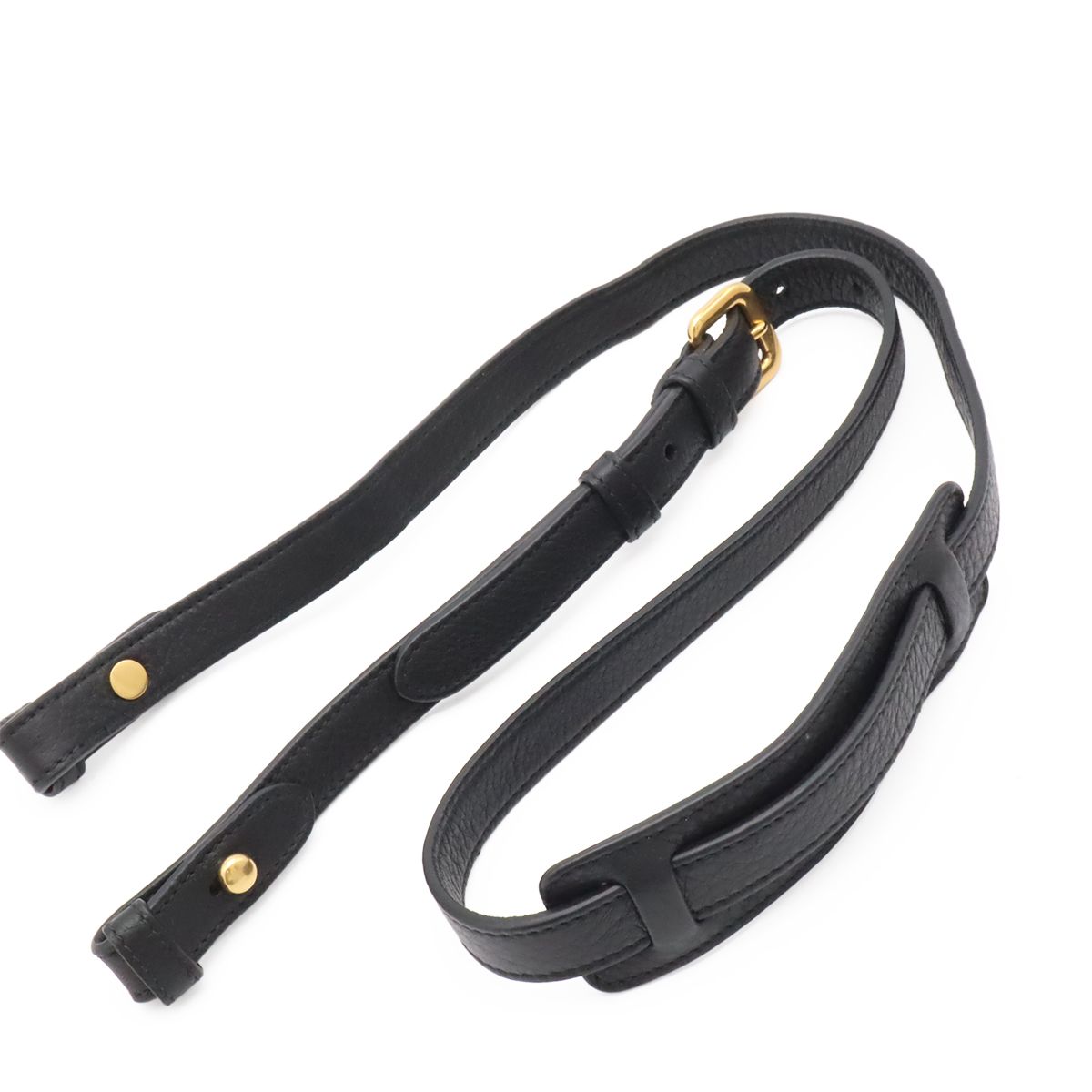 Prada Vitello Daino 2-Way Shoulder Bag Stripe Nero Black Gold — view 9