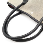 Hermes Garden Party PM Bolduc Ribbon Tote Toile Ash Leather Gray Black — view 4