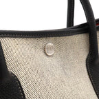 Hermes Garden Party PM Bolduc Ribbon Tote Toile Ash Leather Gray Black — view 5