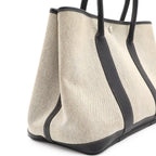 Hermes Garden Party PM Bolduc Ribbon Tote Toile Ash Leather Gray Black — view 7