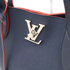 Louis Vuitton Lockme Go Tote Shoulder Turnlock Leather Marine Rouge Navy Silver — view 7