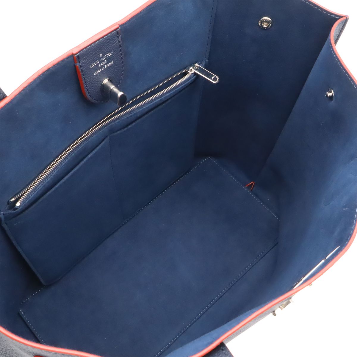 Louis Vuitton Lockme Go Tote Shoulder Turnlock Leather Marine Rouge Navy Silver — view 5