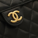 Chanel Quilted CC Logo Chain Shoulder Bag Lambskin Leather Black Gold — view 5