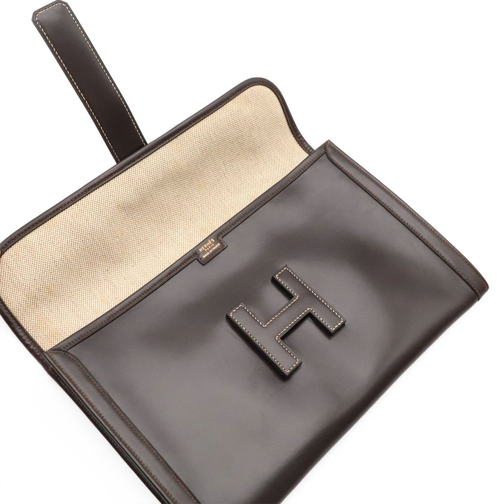 Hermes Jije PM Clutch Business Leather Dark Brown — view 6