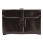 Hermes Jije PM Clutch Business Leather Dark Brown