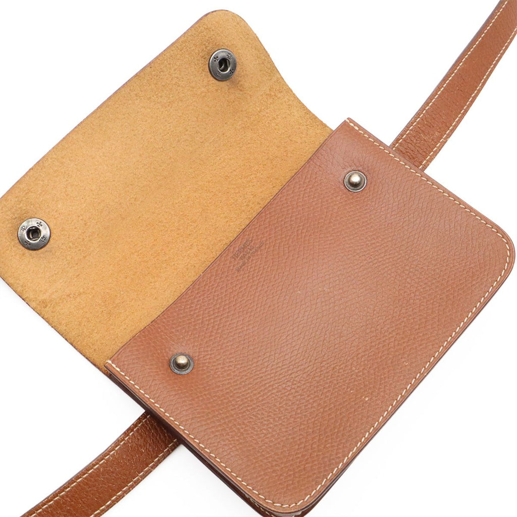 Hermes Pochette Green Waist Pouch Bag 2-Way Clutch Leather Brown — view 7