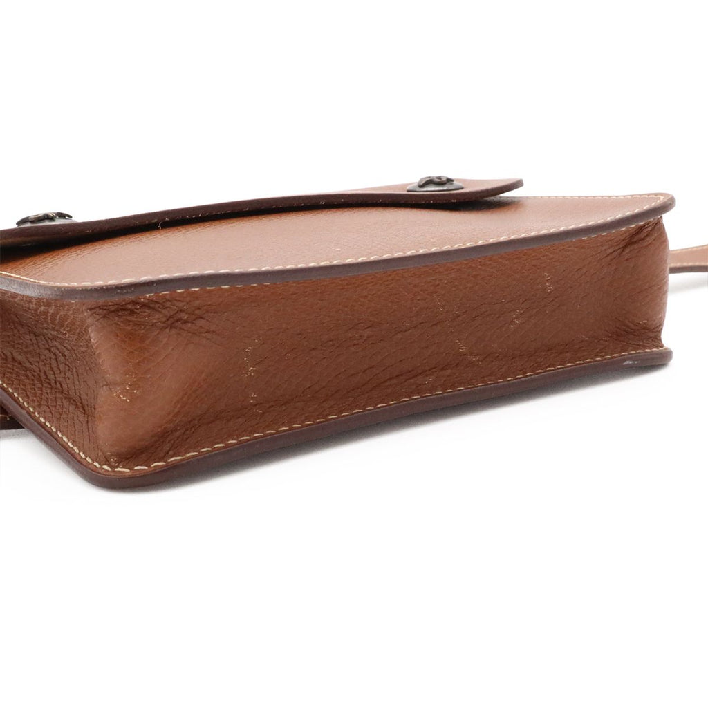 Hermes Pochette Green Waist Pouch Bag 2-Way Clutch Leather Brown — view 6