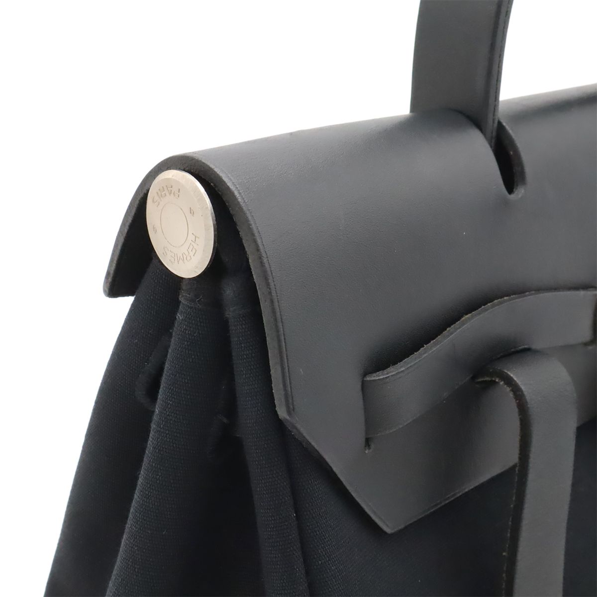 Hermes Herbag a Dos PM Backpack 2-Way Handbag Toile Officier Leather Black — view 5