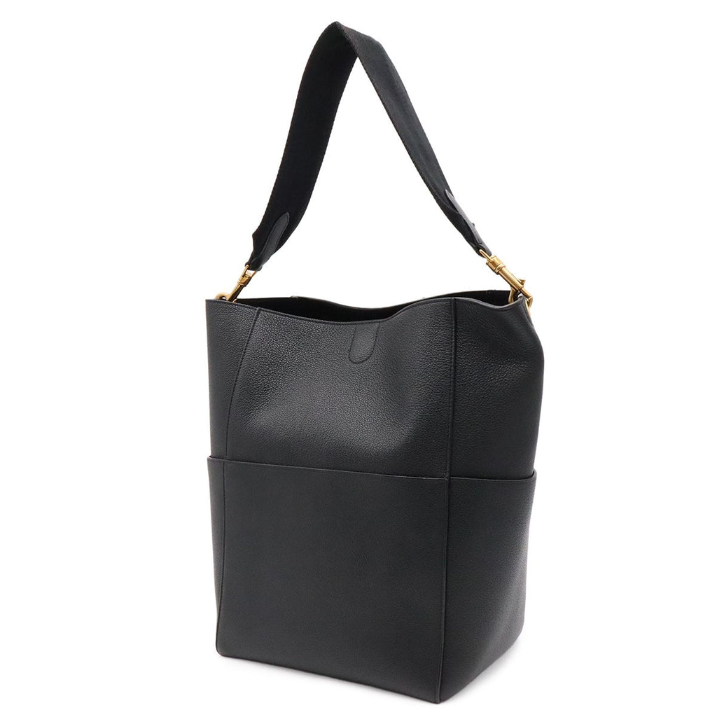 Celine Sangles Bucket Shoulder Bag Leather Black Gold — view 2
