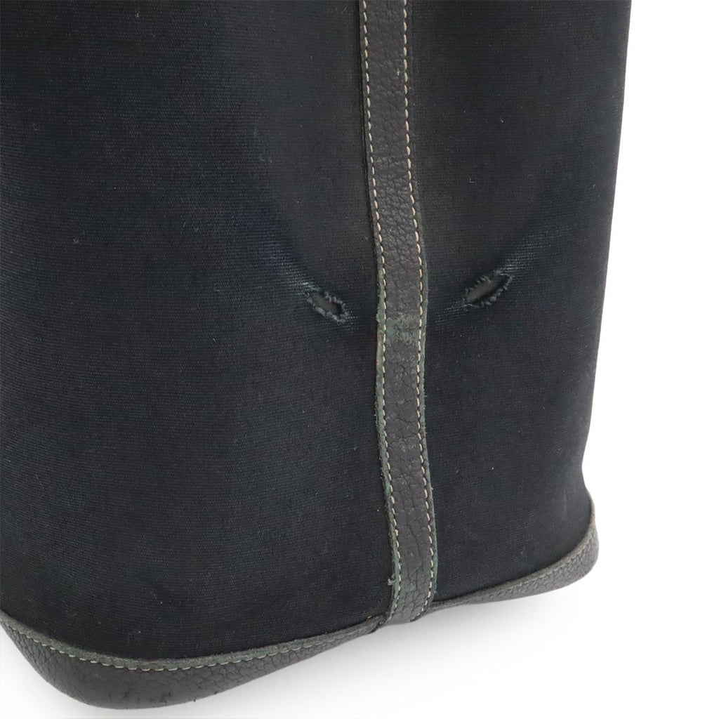 Hermes Garden Party PM Tote Shoulder Bag Toile Officier Leather Black — view 8