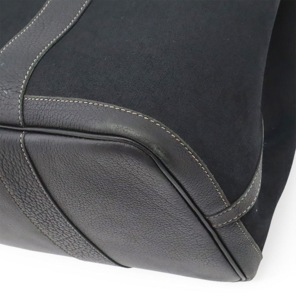 Hermes Garden Party PM Tote Shoulder Bag Toile Officier Leather Black — view 3
