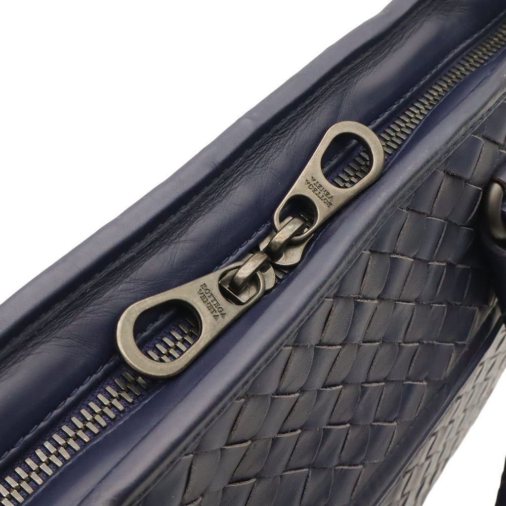 Bottega Veneta Intrecciato Business Document Purse Briefcase Leather Navy Blue — view 7