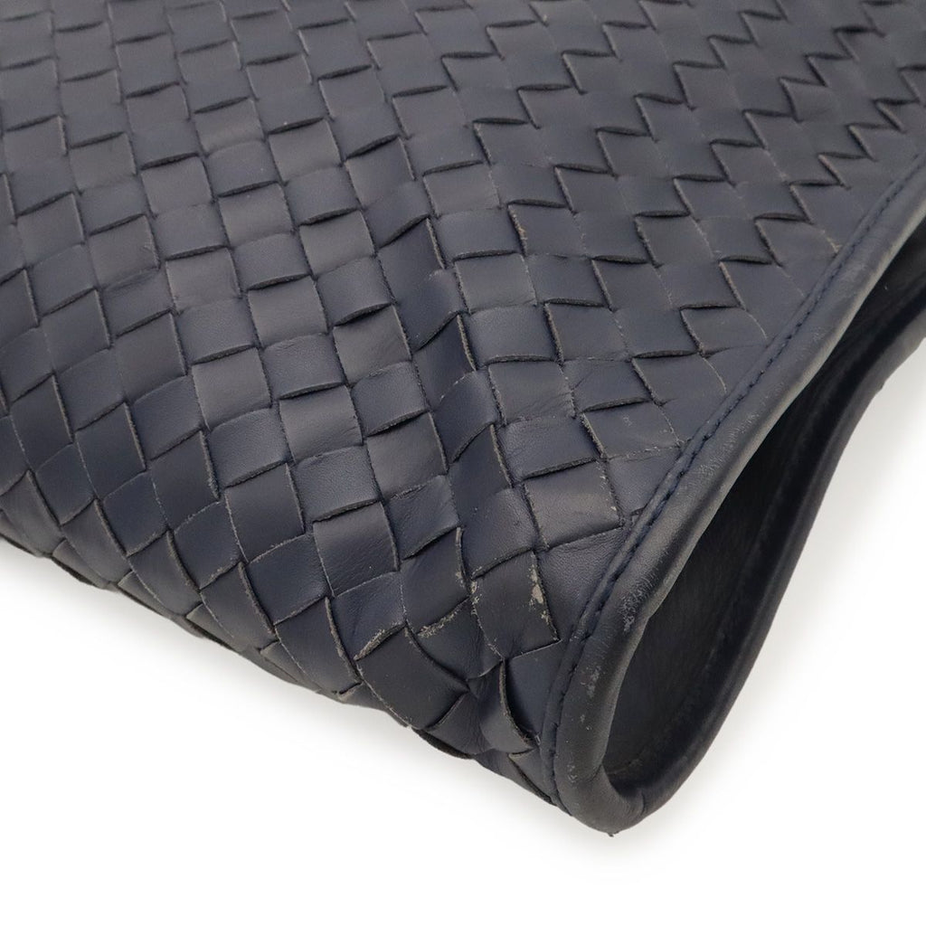 Bottega Veneta Intrecciato Business Document Purse Briefcase Leather Navy Blue — view 3