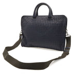 Bottega Veneta Intrecciato Business Document Purse Briefcase Leather Navy Blue — view 2
