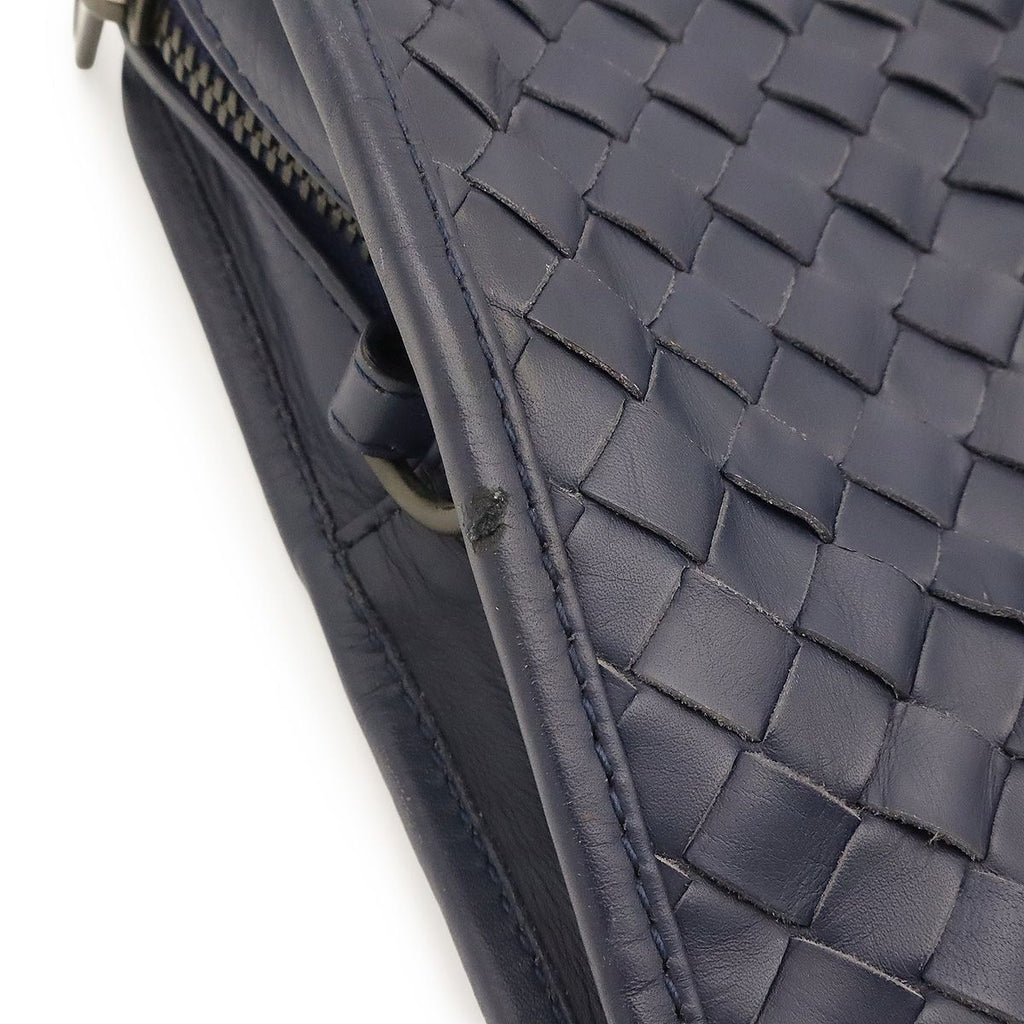 Bottega Veneta Intrecciato Business Document Purse Briefcase Leather Navy Blue — view 5