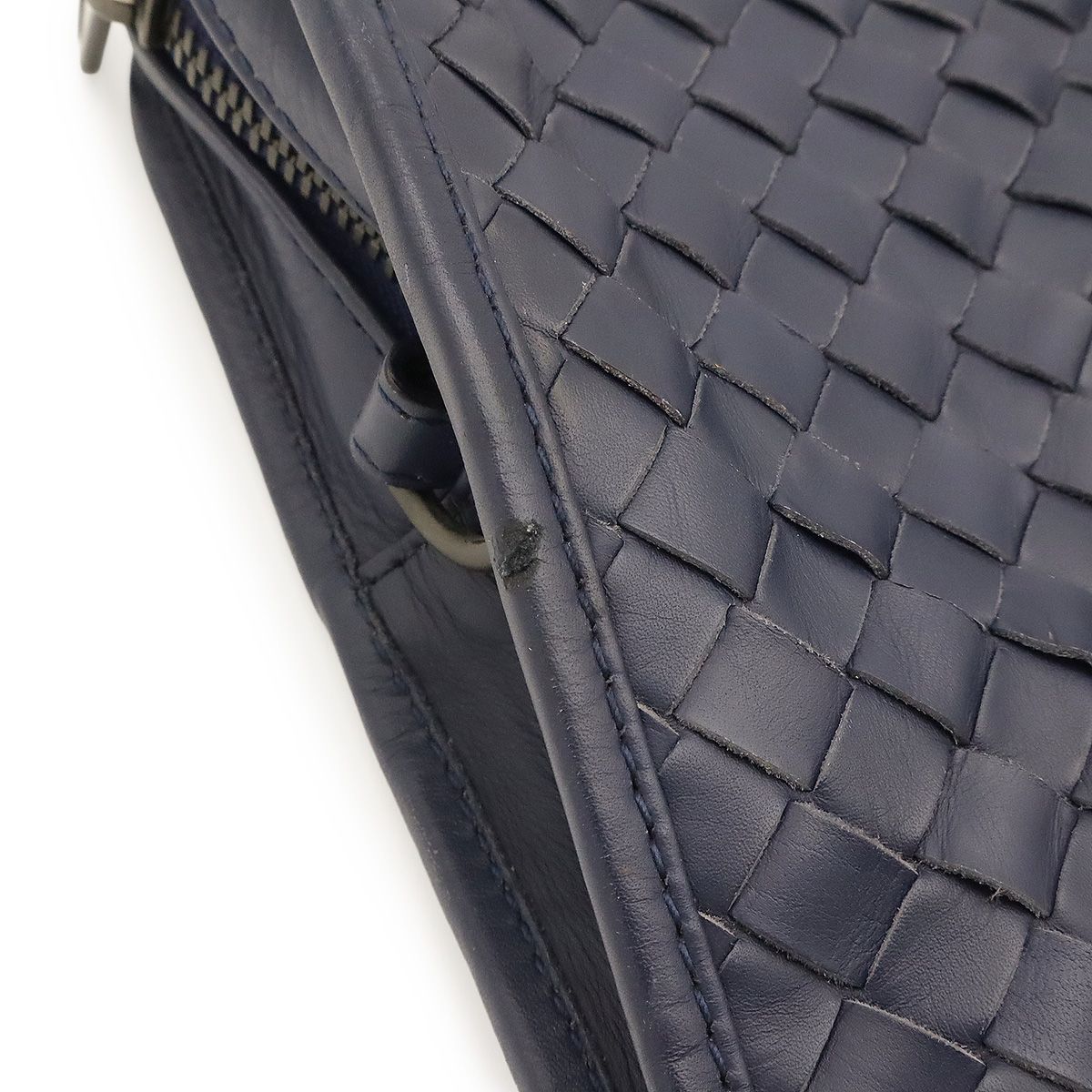 Bottega Veneta Intrecciato Business Document Purse Briefcase Leather Navy Blue — view 5