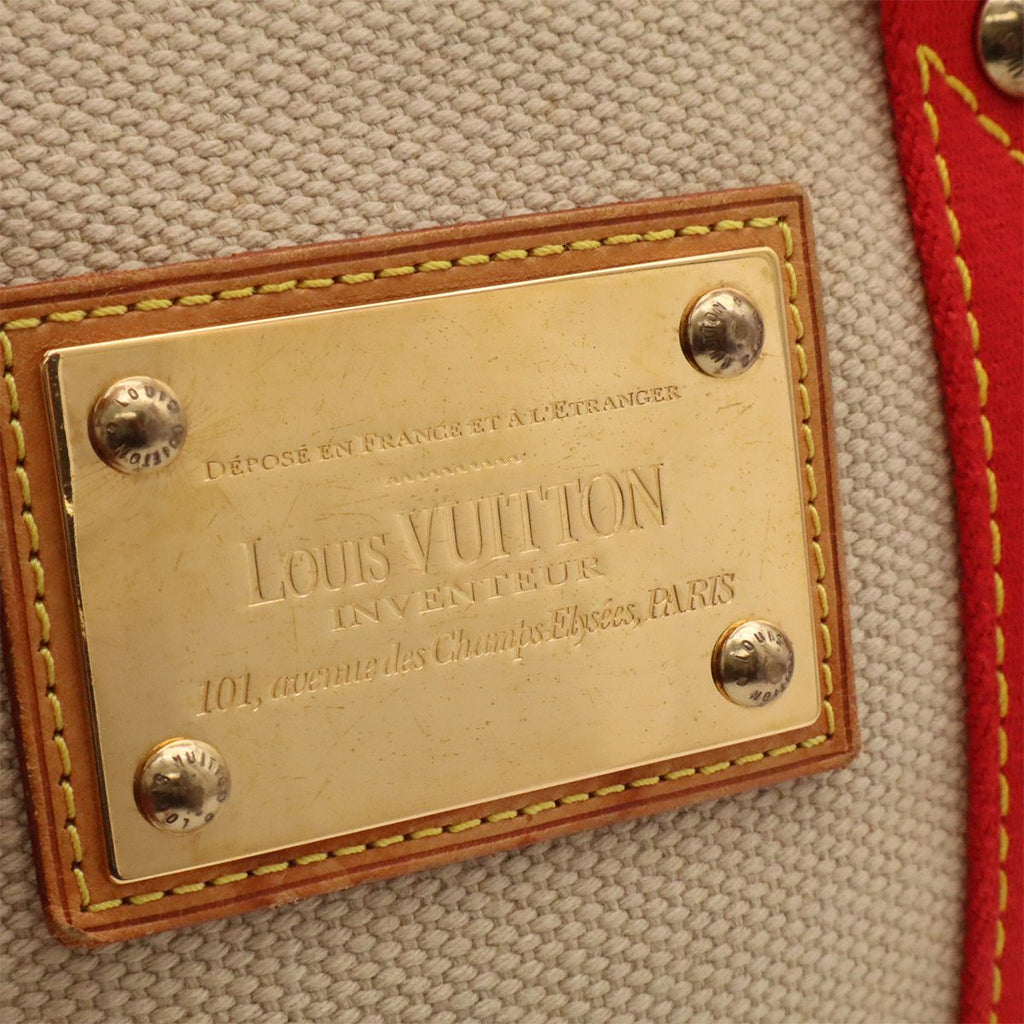 Louis Vuitton Antigua Cava PM Tote Canvas Beige Rouge — view 6