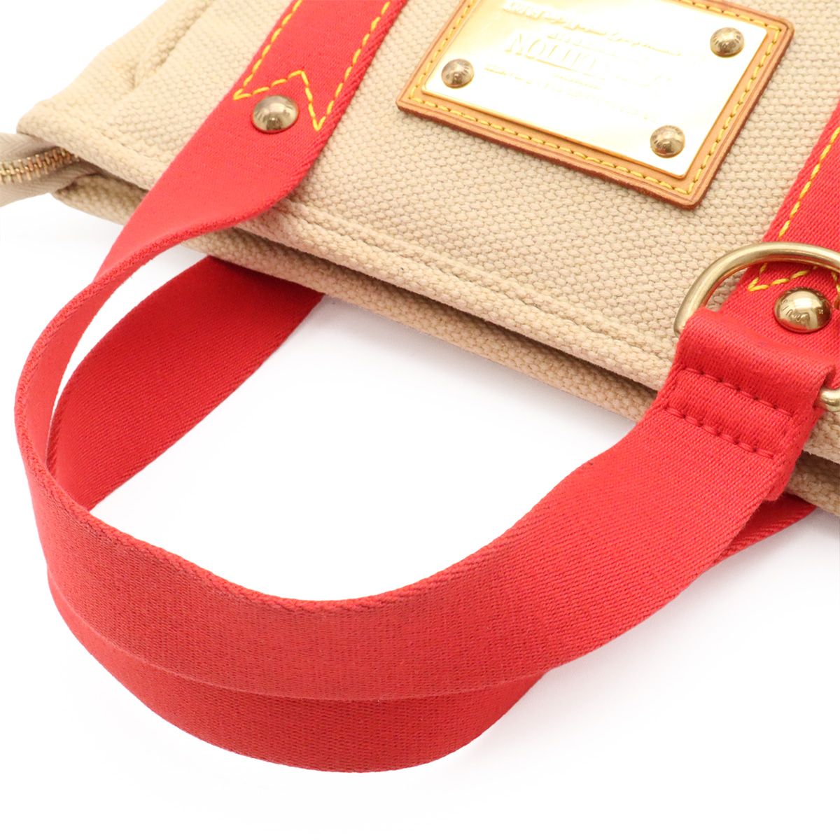 Louis Vuitton Antigua Cava PM Tote Canvas Beige Rouge — view 4
