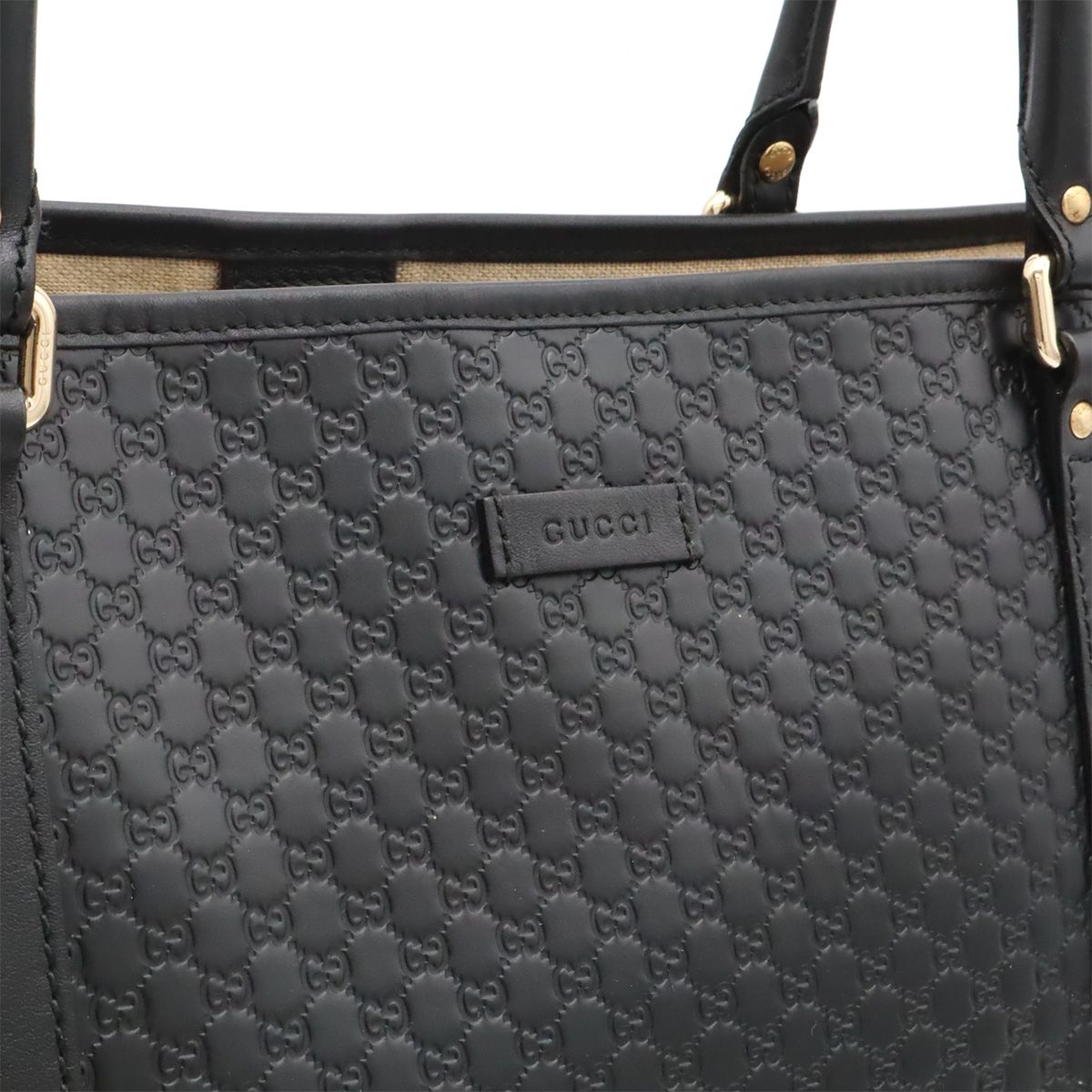 Gucci Micro Guccissima Tote Shoulder Bag Leather Black Gold — view 8