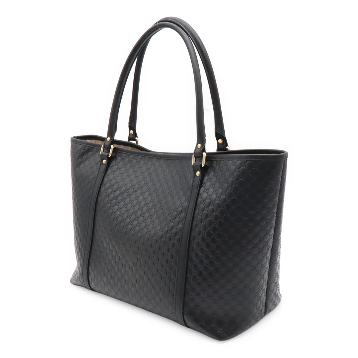 Gucci Micro Guccissima Tote Shoulder Bag Leather Black Gold — view 2
