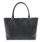 Gucci Micro Guccissima Tote Shoulder Bag Leather Black Gold